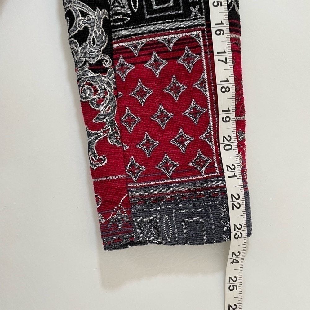 Christopher & Banks Zip Tapestry Blazer Red/Gray/Black Mandarin Collar Large - Picture 7 of 10